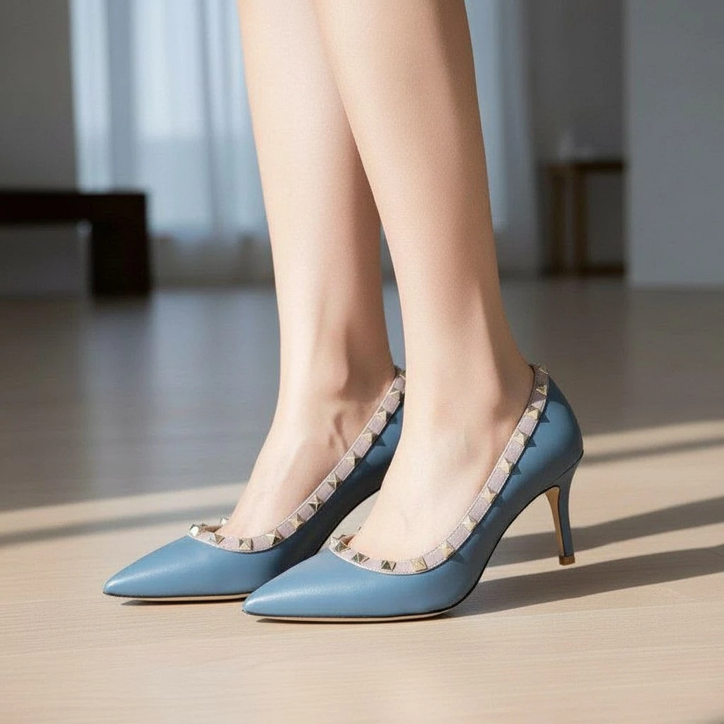 VALENTINO Женские туфли из кожи серые VALENTINO Женские туфли из кожи серые