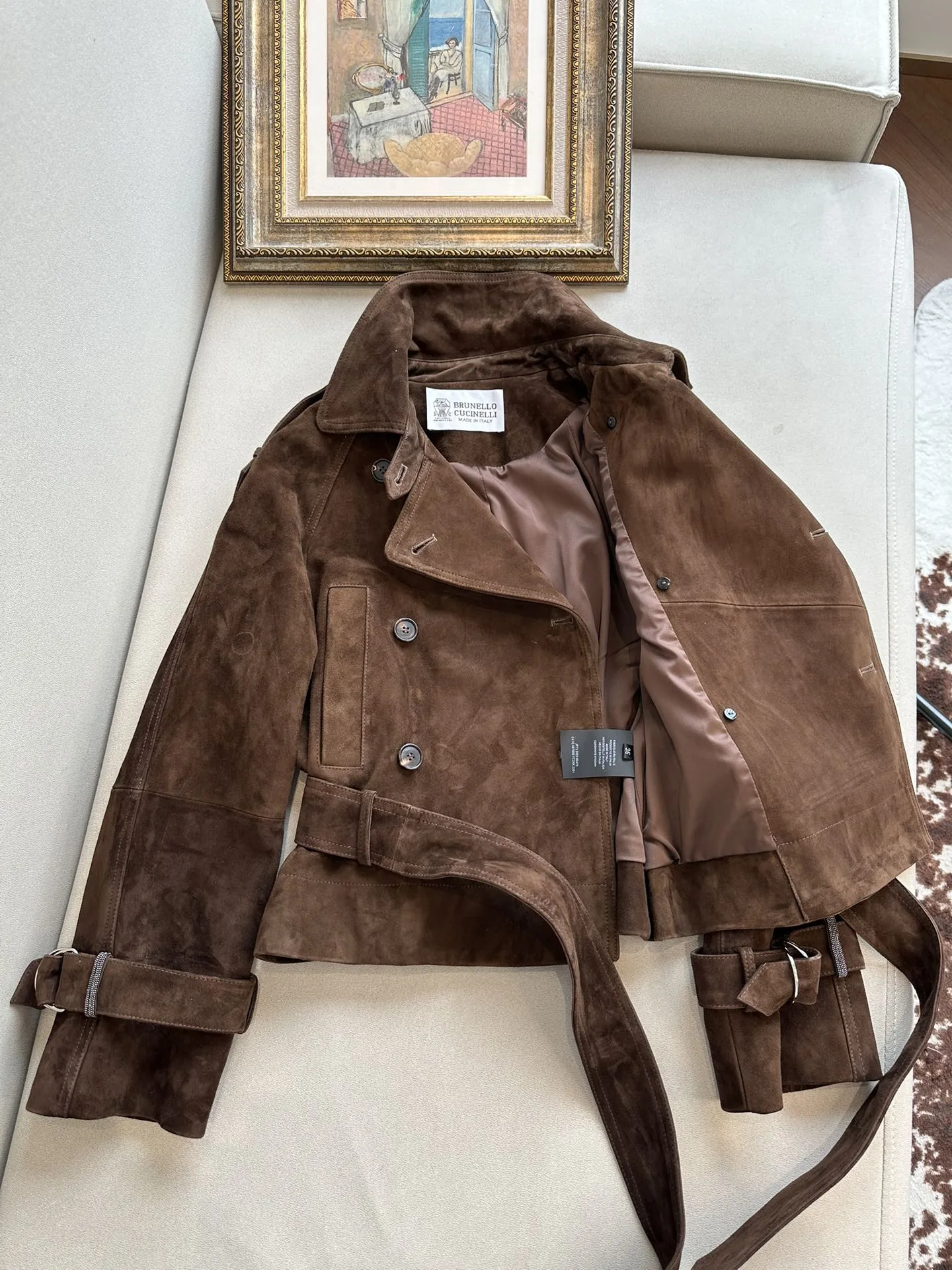 BRUNELLO CUCINELLI Женская куртка из замши с акцентом на талии