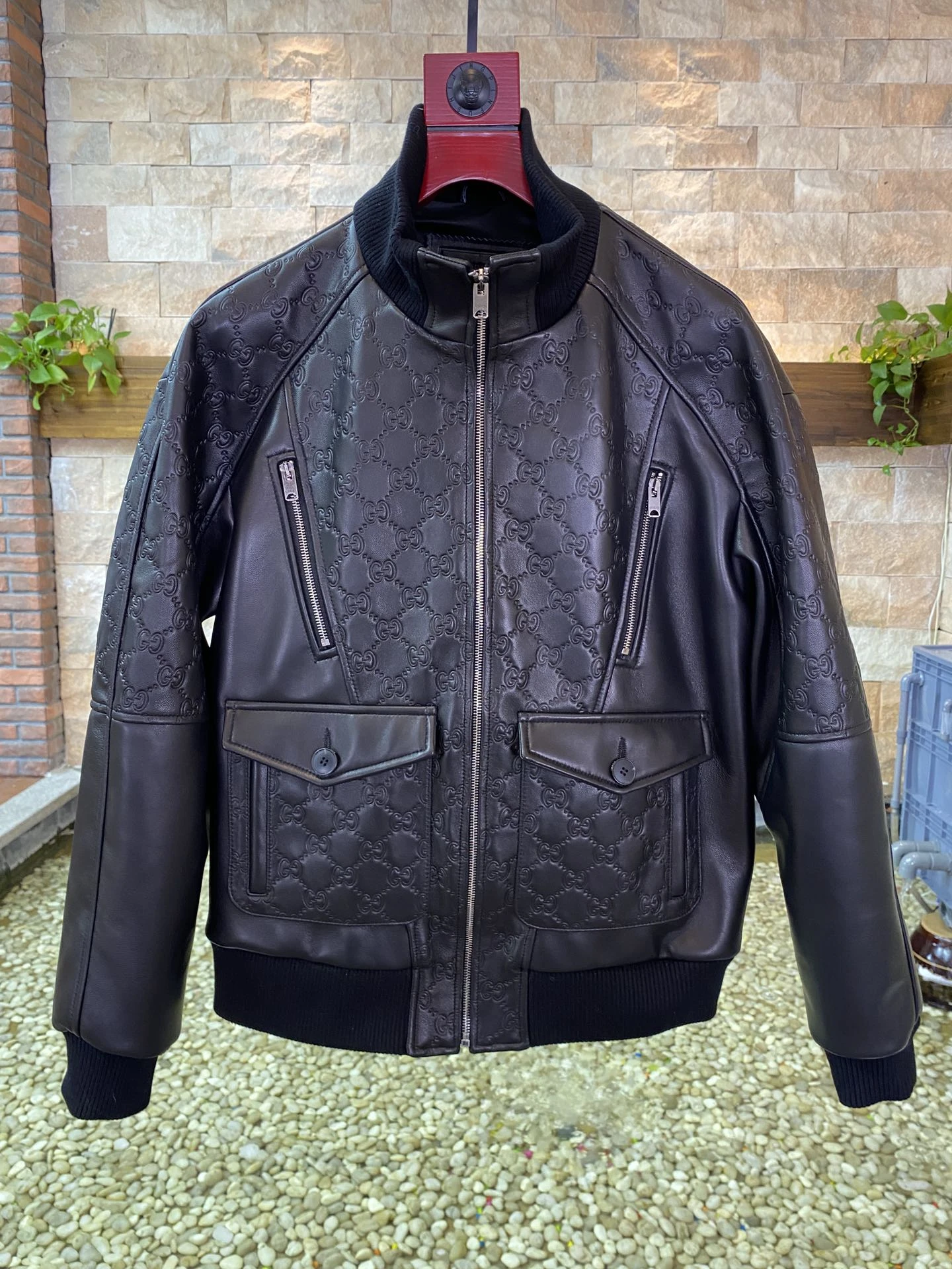 GUCCI Мужская кожаная куртка GUCCI Мужская кожаная куртка