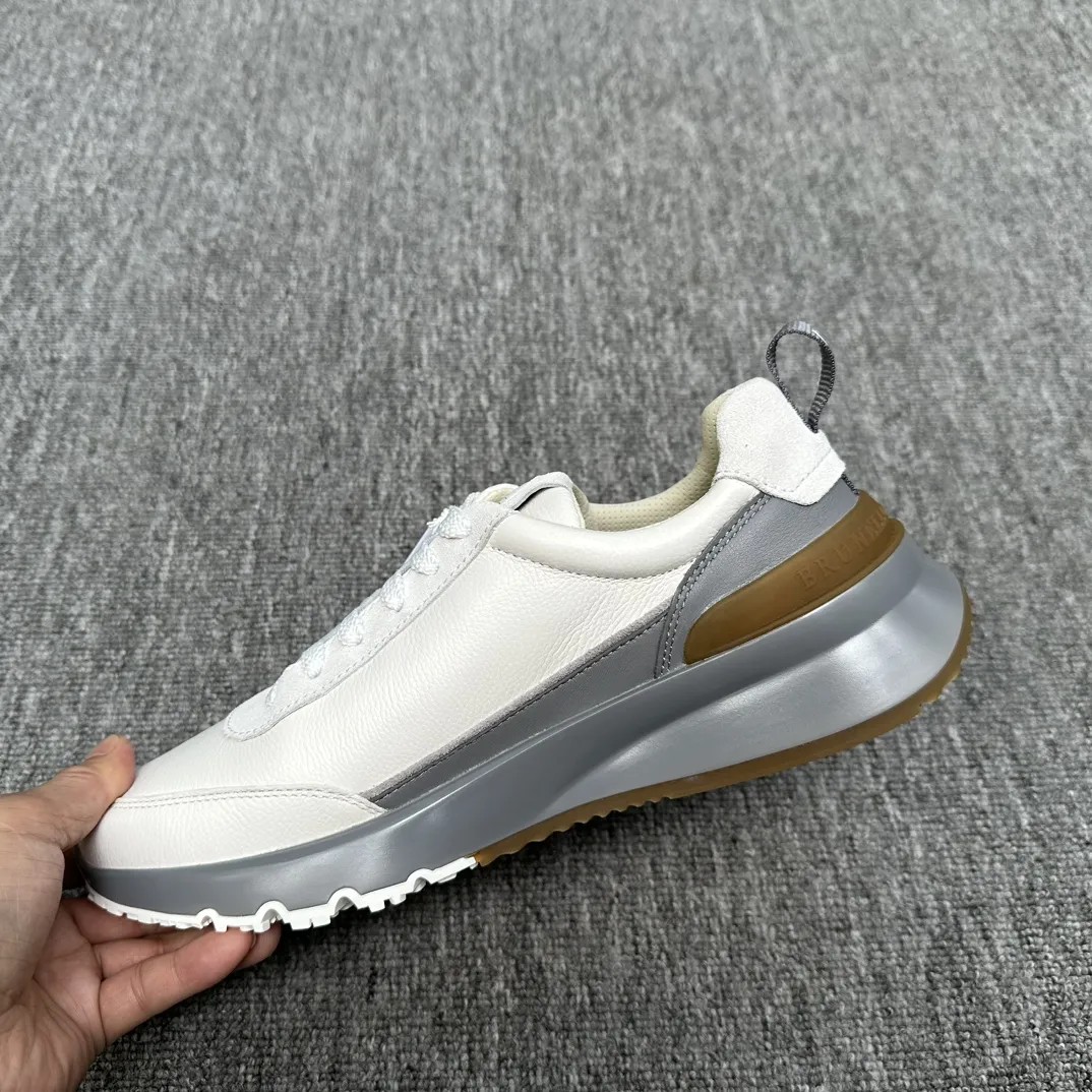 BRUNELLO CUCINELLI Мужские кроссовки из кожи и замши BRUNELLO CUCINELLI Мужские кроссовки из кожи и замши