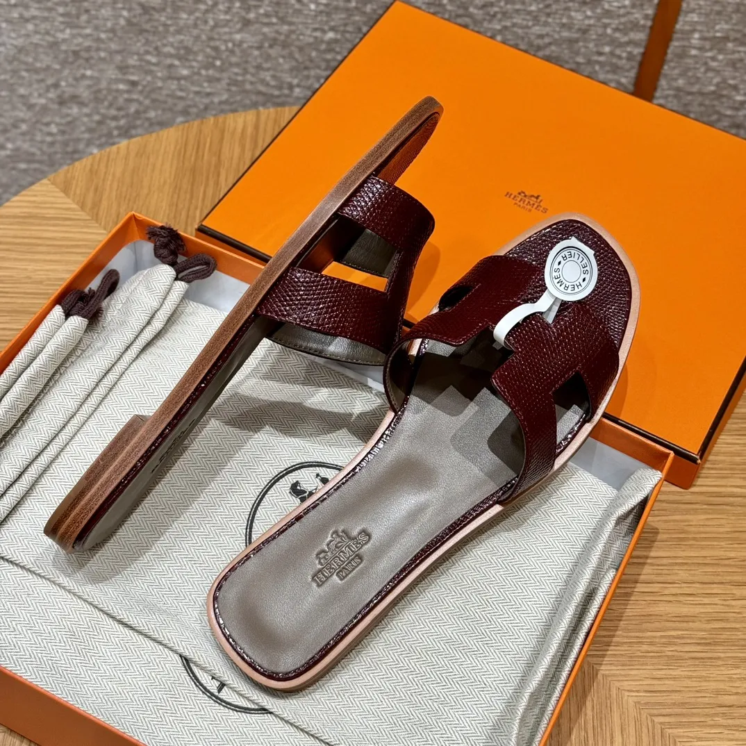 HERMES Женские сандалии Oran кожа ящерицы 