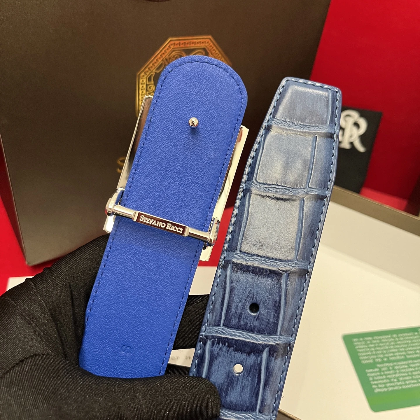 STEFANO RICCI Мужской ремень с тиснением под крокодила STEFANO RICCI Мужской ремень с тиснением под крокодила