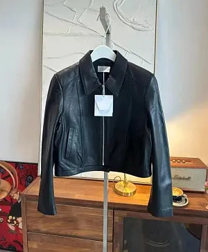 THE ROW Женская кожаная куртка укороченная