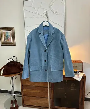 PRADA Женский жакет из замши голубой