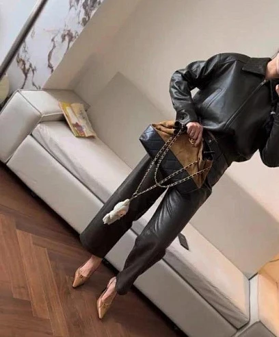 BOTTEGA VENETA Женский кожаный костюм