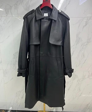 BURBERRY Мужской кожаный плащ