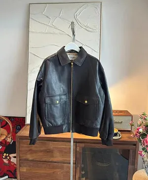 CELINE Женская кожаная куртка с прямыми линиями