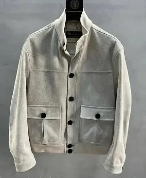 LORO PIANA Мужская куртка из замши бежевая