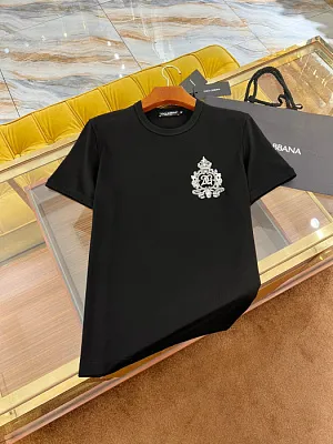 DOLCE & GABBANA Мужская футболка хлопок черная с принтом