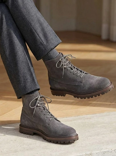 BRUNELLO CUCINELLI Мужские высокие ботинки из замши