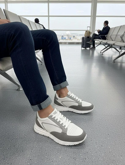 STEFANO RICCI Мужские кроссовки из гладкой натуральной кожи и благородной замши