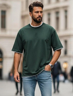 PRADA Мужская футболка темно-зеленая