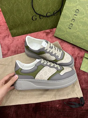 GUCCI Мужские Кроссовки GG серо-зелёного цвета
