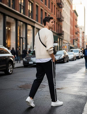 CHRISTIAN DIOR Мужские брюки черно-белые