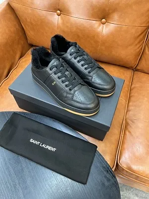 SAINT LAURENT Мужские кеды из кожи с меховой подкладкой