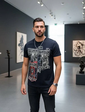 PHILIPP PLEIN Мужская футболка в духе рок/стрит‑стиля