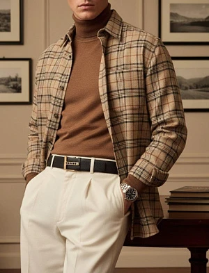 TOM FORD Мужской ремень из зернистой кожи с золотистой пряжкой