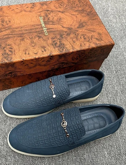 STEFANO RICCI Мужские лоферы из коровьей кожи серые