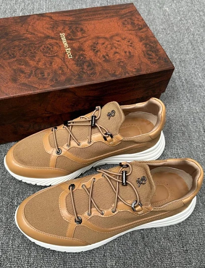 STEFANO RICCI Мужские кроссовки из сетки и телячьей кожи