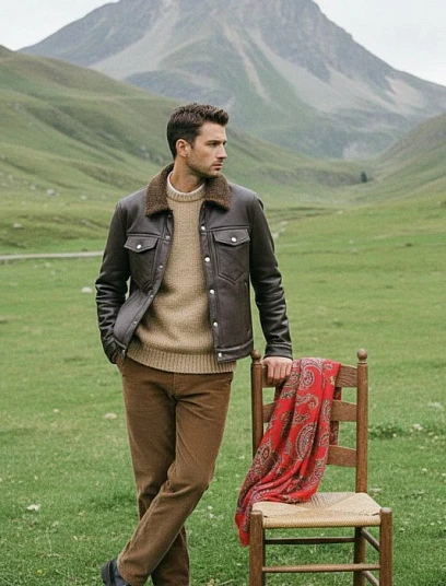 STEFANO RICCI Мужская дублёнка из овчины 