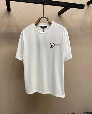 LOUIS VUITTON Мужская футболка хлопок с принтом в базовых цветах