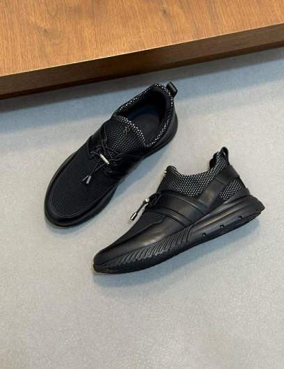 STEFANO RICCI Мужские кроссовки кожаные черные