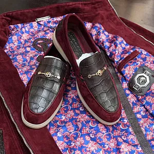 STEFANO RICCI Мужские мокасины замша и кожа крокодила