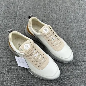 BRUNELLO CUCINELLI Мужские кроссовки из белой телячьей кожи
