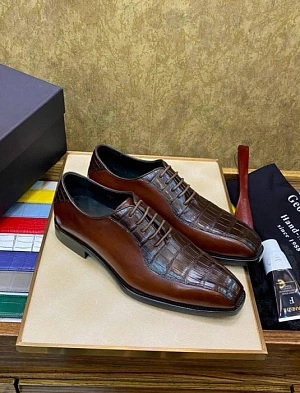 BERLUTI Мужские туфли из кожи крокодила тёмно-коричневые