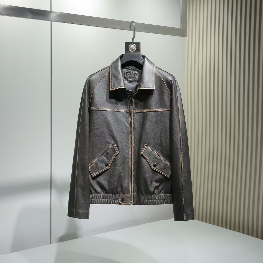 PRADA Мужская кожаная куртка  PRADA Мужская кожаная куртка
