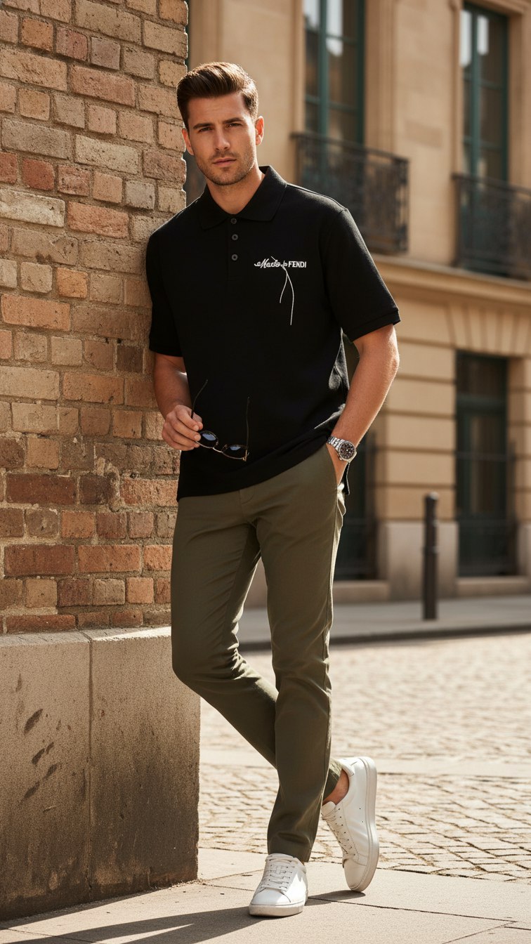 FENDI Мужская футболка-поло FENDI Мужская футболка-поло