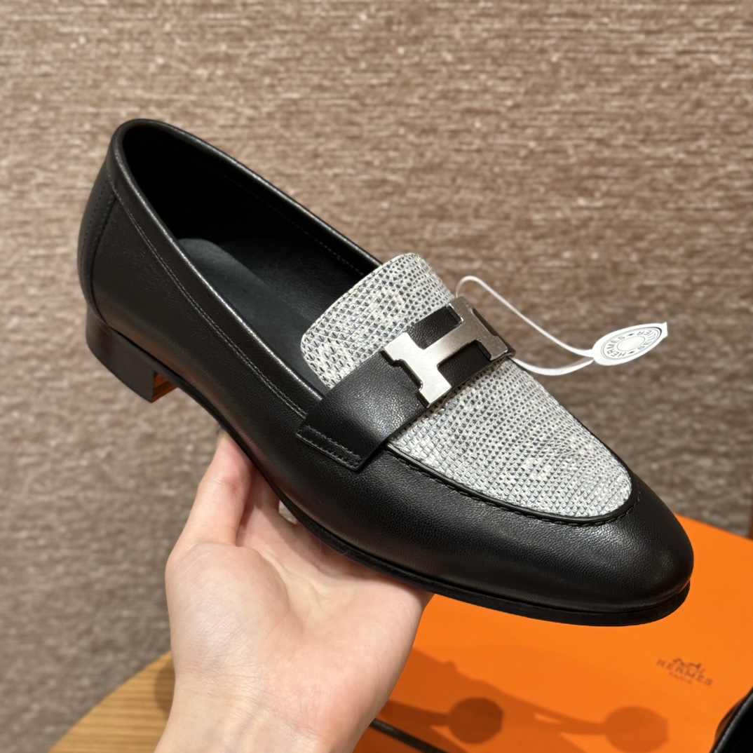 HERMES Женские лоферы Paris кожа ящерицы HERMES Женские лоферы Paris кожа ящерицы