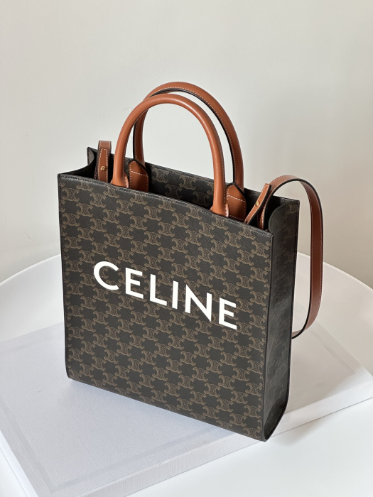  CELINE Женская сумка CABAS VERTICAL из канвы и кожи