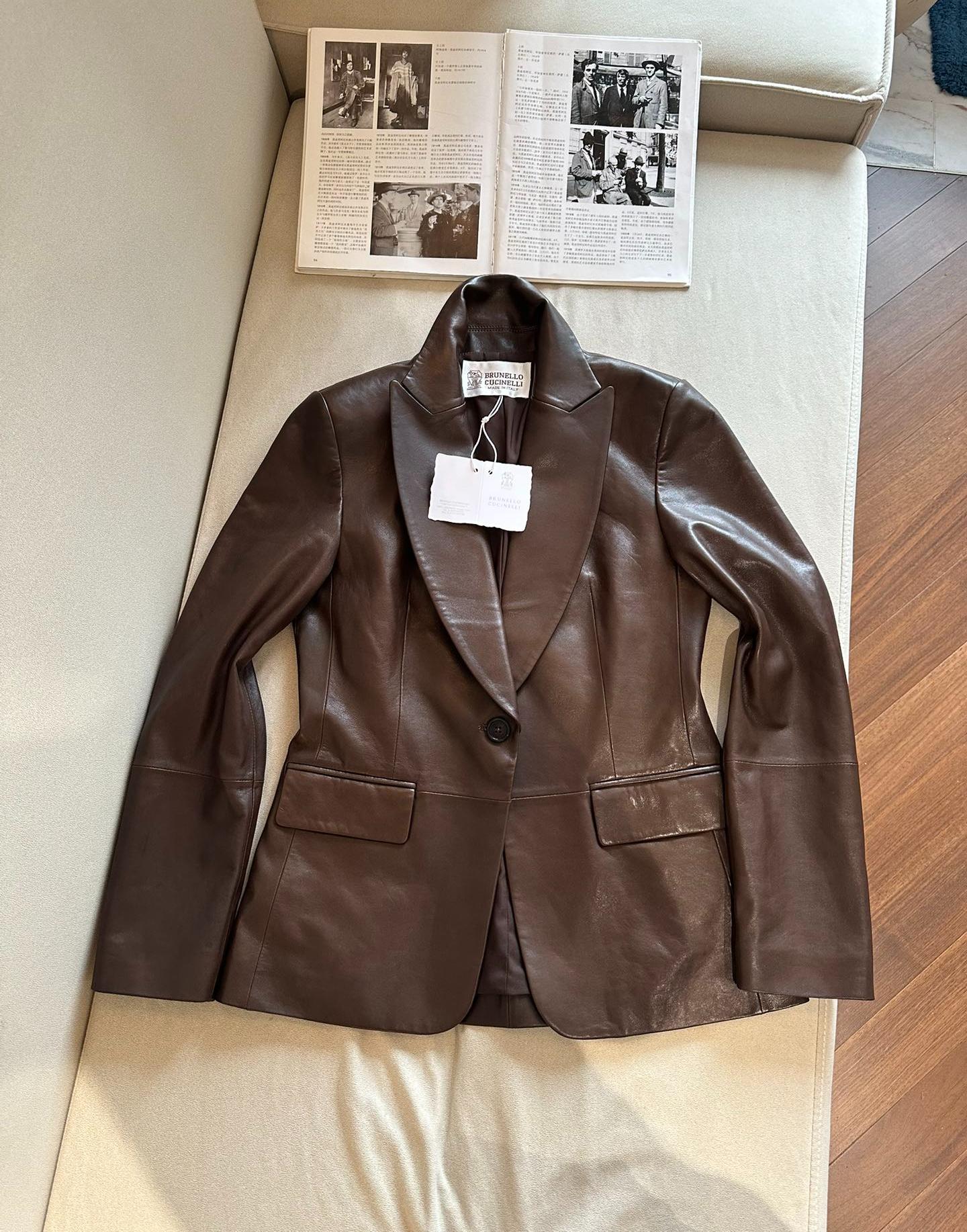 BRUNELLO CUCINELLI Женский кожаный жакет BRUNELLO CUCINELLI Женский кожаный жакет