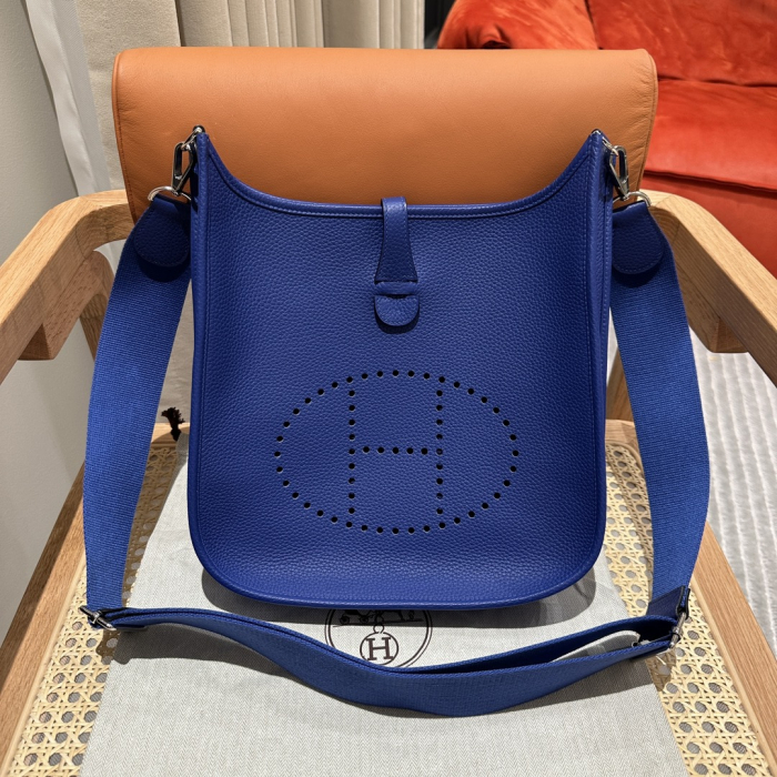  Hermes Женская сумка Evelyne 29 см 7T/Blue Electric Clemence