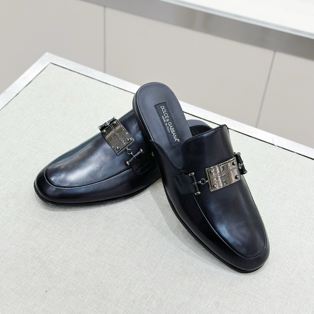 DOLCE & GABBANA Мужские мюли из телячьей кожи DOLCE & GABBANA Мужские мюли из телячьей кожи