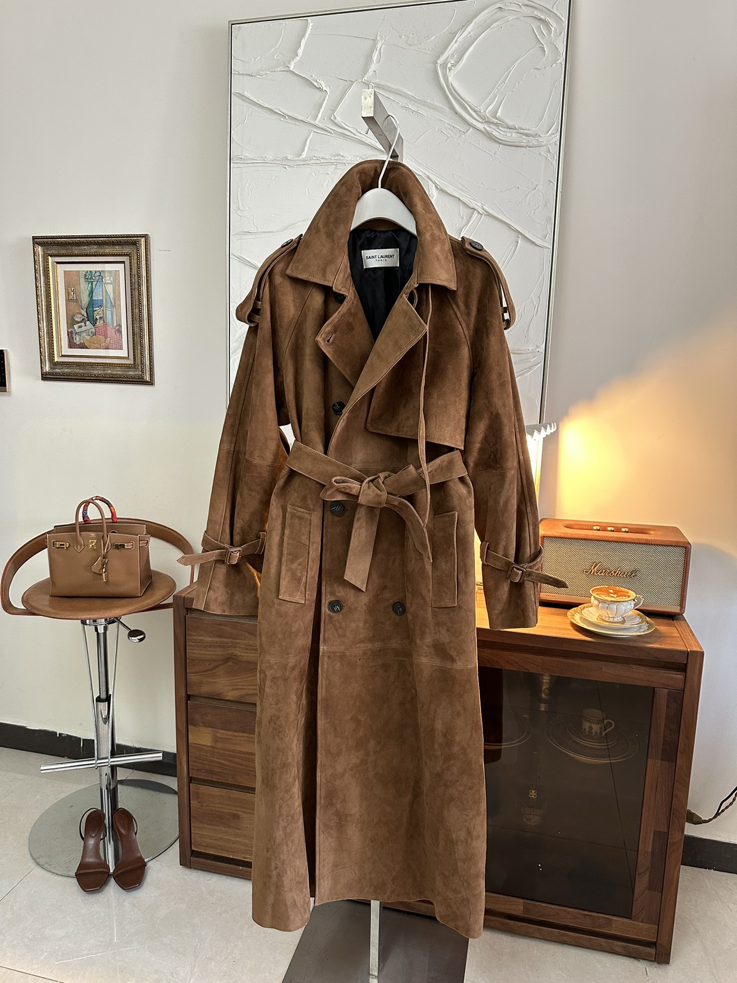 SAINT LAURENT Женский плащ из замши SAINT LAURENT Женский плащ из замши