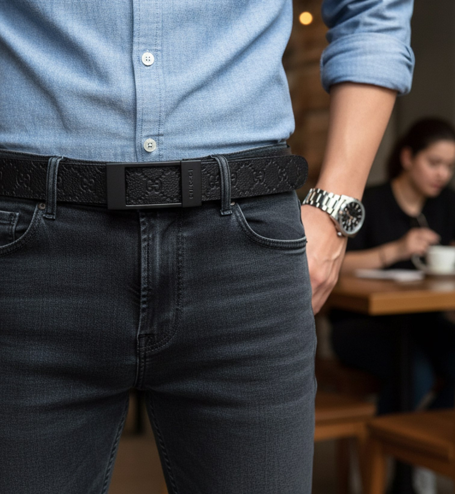 GUCCI Мужской ремень с повторяющимся узором GG