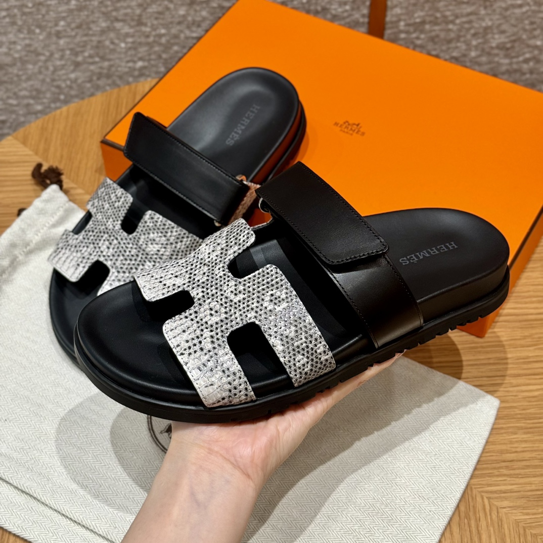 HERMES Женские сандалии Chypre кожа ящерицы 