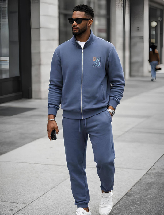 HERMES Мужской костюм из куртки на молнии и брюк