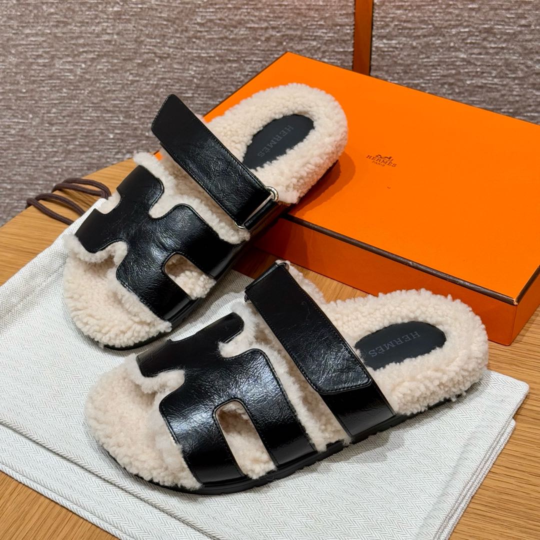 HERMES Женские сандалии Chypre из шерсти и кожи