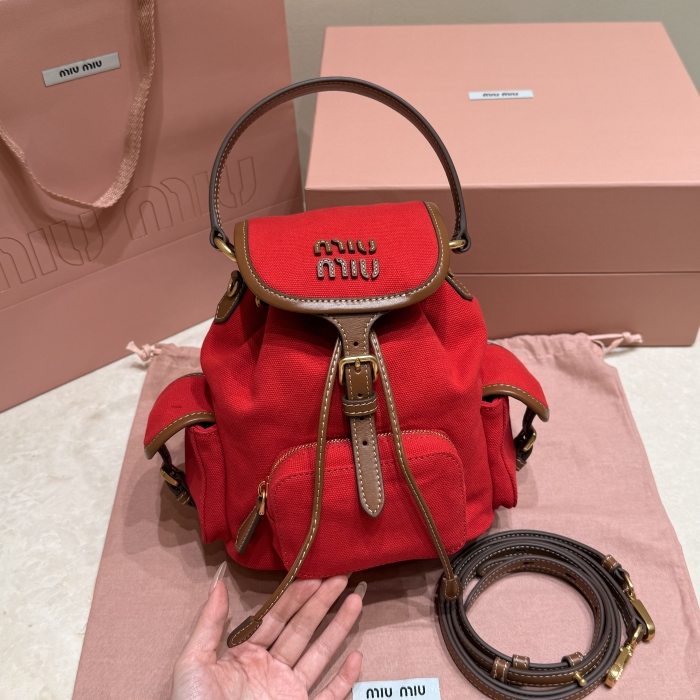 MIU MIU Женский рюкзак из холста и кожи