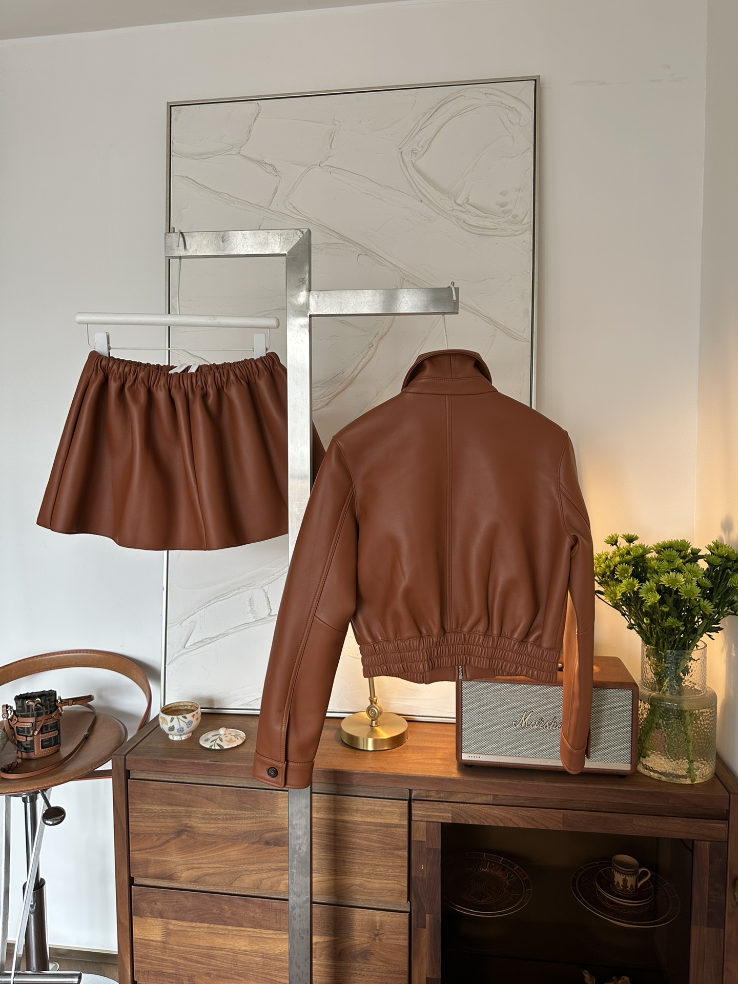 MIU MIU Женский кожаный костюм MIU MIU Женский кожаный костюм