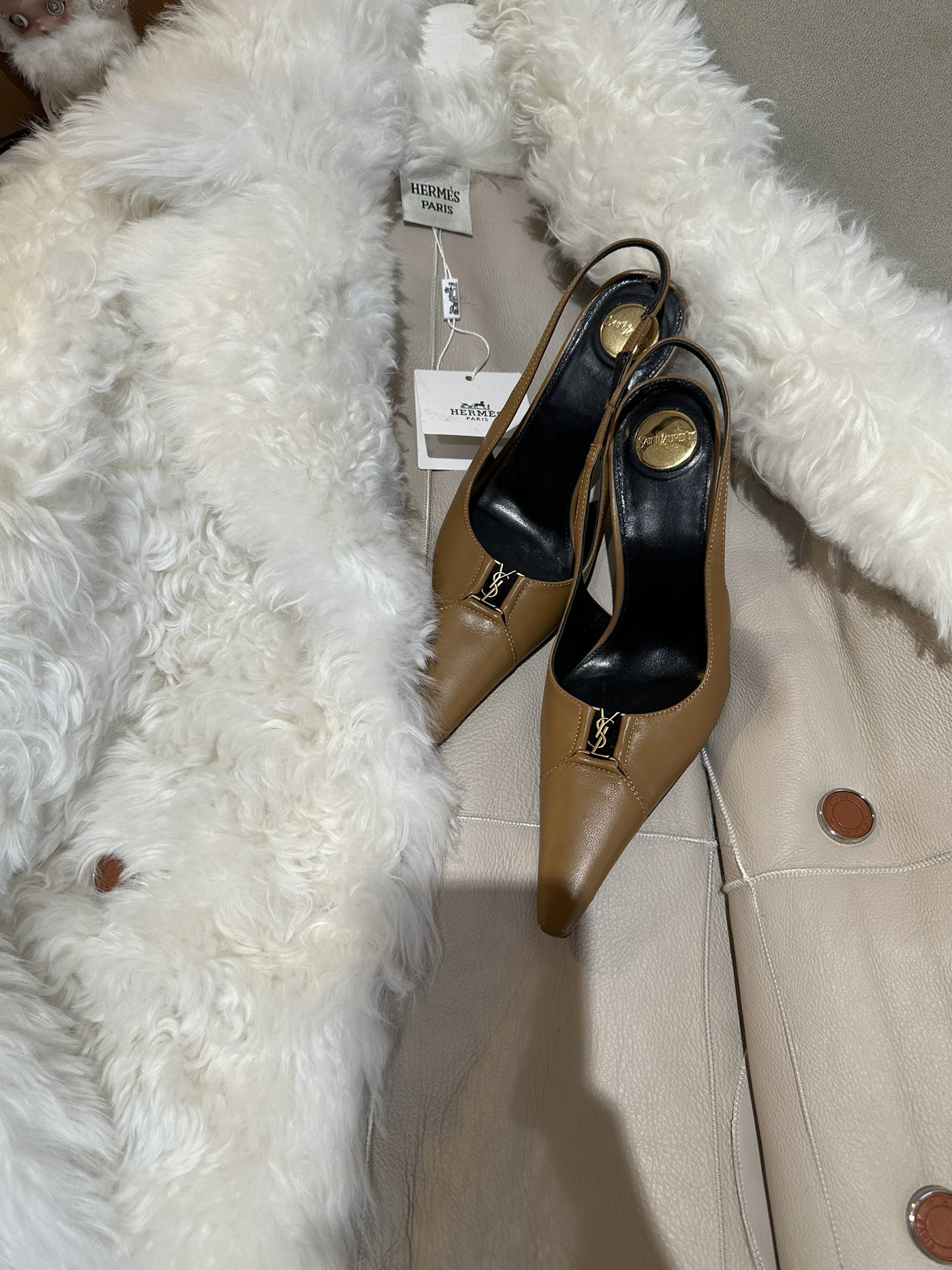 HERMES Женская шуба из овчины HERMES Женская шуба из овчины