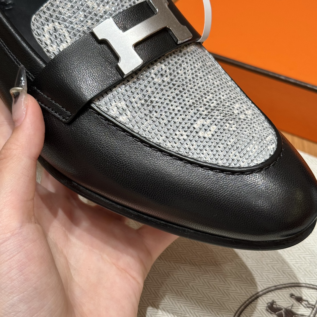 HERMES Женские лоферы Paris кожа ящерицы HERMES Женские лоферы Paris кожа ящерицы