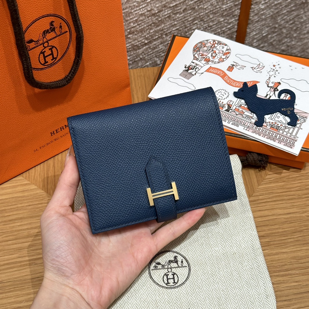 HERMES Кошелёк Bearn 12 см S4/Deep Blue Epsom HERMES Кошелёк Bearn 12 см S4/Deep Blue Epsom