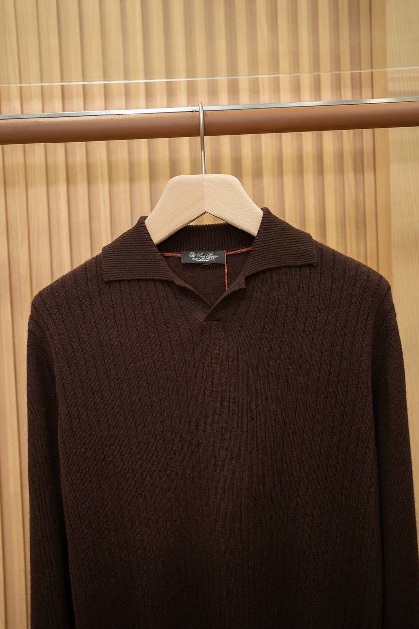 LORO PIANA Мужской свитер из кашемира с воротником в стиле поло
