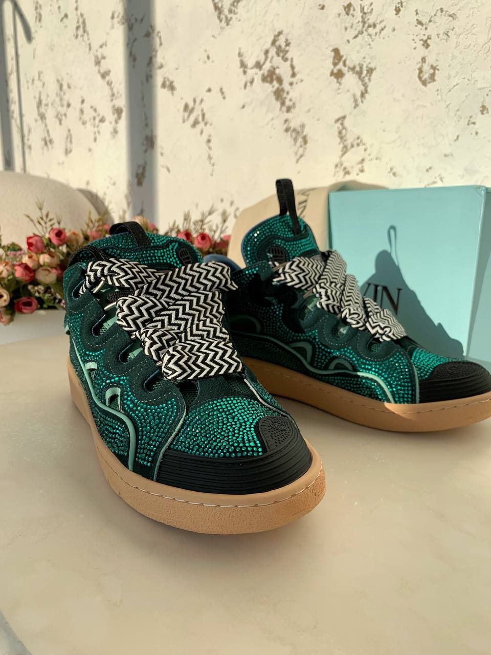 LANVIN Женские кроссовки со стразами LANVIN Женские кроссовки со стразами