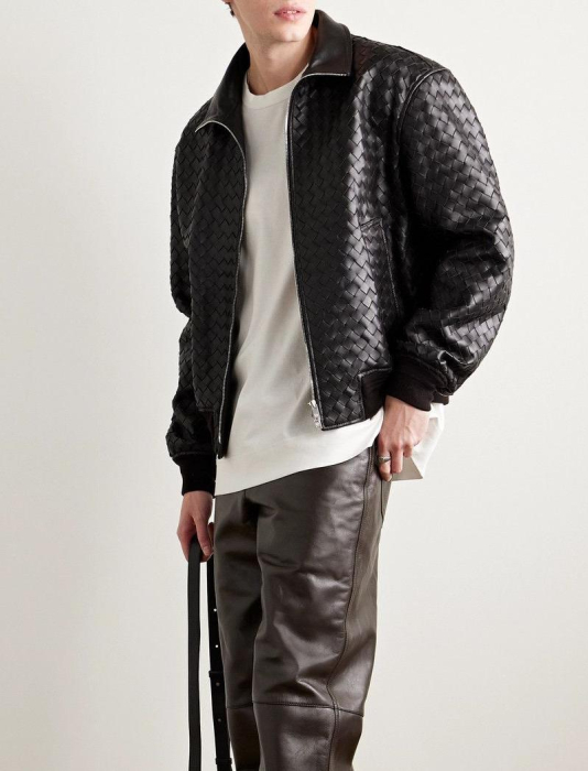 BOTTEGA VENETA Мужская кожаная куртка 