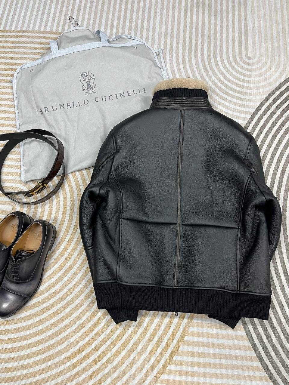 BRUNELLO CUCINELLI Мужская кожаная куртка из овчины BRUNELLO CUCINELLI Мужская кожаная куртка из овчины